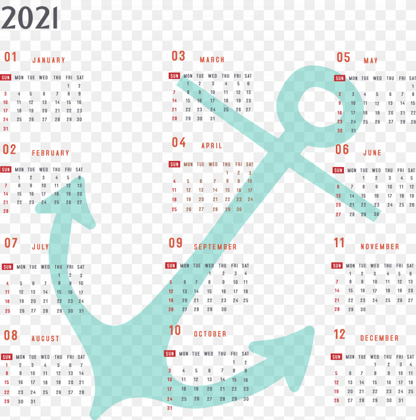 Year 2021 Calendar Printable 2021 Yearly Calendar 2021 Full Year Calendar, PNG, 2973x3000px, 2021 Calendar, Year 2021 Calendar, Calendar System, Diagram, Geometry Download Free