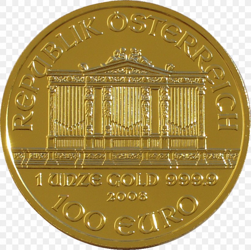 Coin Gold Austrian Silver Vienna Philharmonic Troy Ounce, PNG, 833x831px, Coin, Austrian Silver Vienna Philharmonic, Brass, Currency, Face Value Download Free