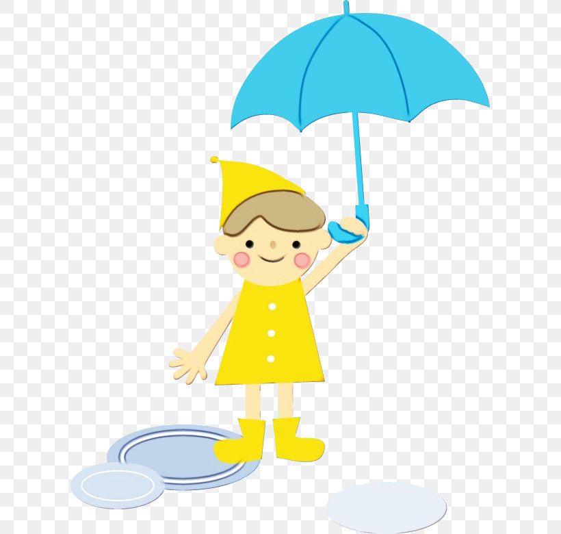Umbrella Character Yellow Line Area, PNG, 613x780px, Watercolor, Area, Character, Character Created By, Good Happiness M Download Free
