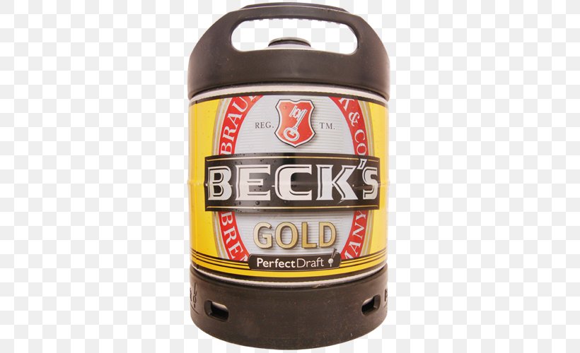 Beck's Brewery Beer PerfectDraft Beck's Gold Perfect Draft Fass 6,0l 4,9% Vol Germany, PNG, 500x500px, Beer, Bottle, Drinkware, Germany, Keg Download Free