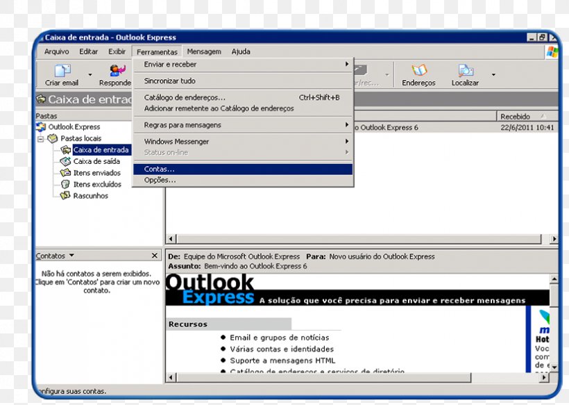Computer Program Outlook Express 6 Outlook 98 Microsoft Outlook, PNG,  827x588px, Computer Program, Area, Brand, Computer,