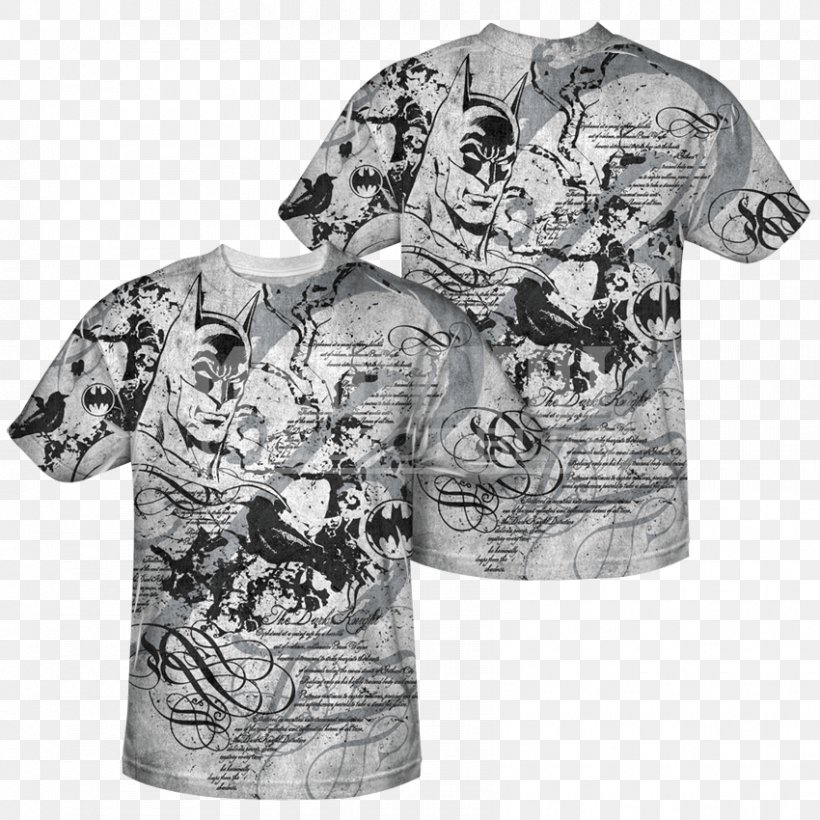 T-shirt All Over Print Sleeve Outerwear, PNG, 850x850px, Tshirt, All Over Print, Batman, Black And White, Clothing Download Free