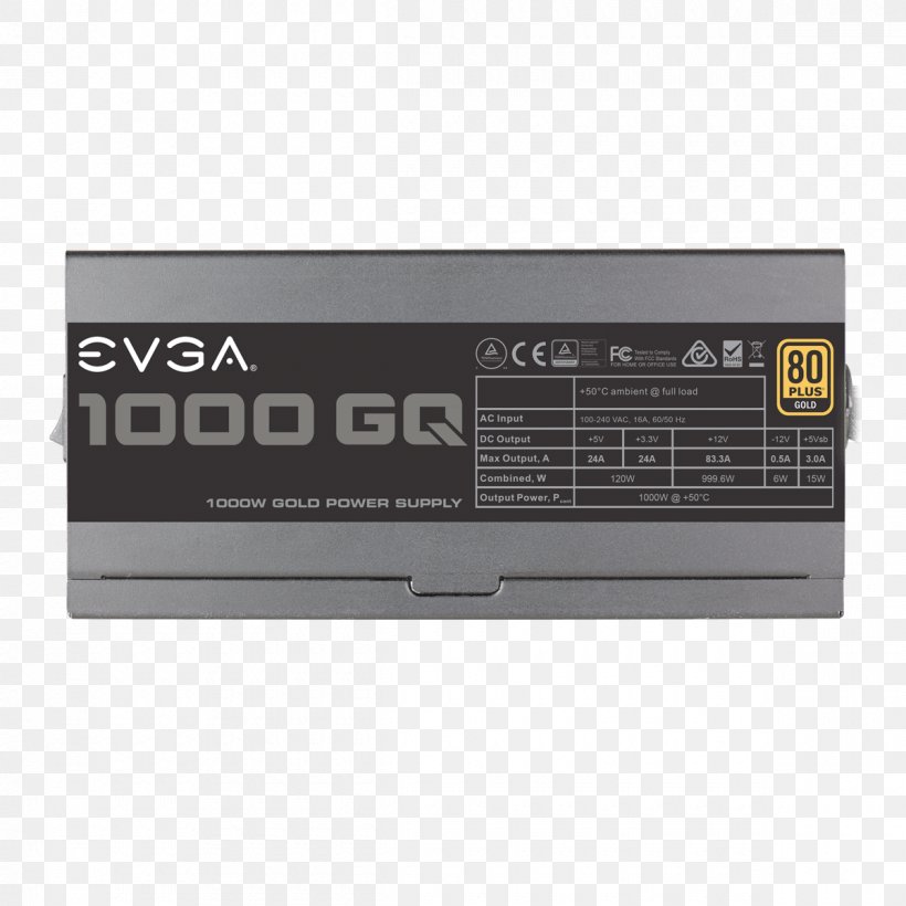 Power Supply Unit EVGA Corporation 80 Plus Power Converters 210-GQ-1000-V2 EVGA GQ Power Supply, PNG, 1200x1200px, 80 Plus, Power Supply Unit, Amd Crossfirex, Atx, Brand Download Free