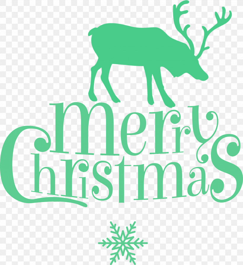 Reindeer, PNG, 2755x3000px, Green Merry Christmas, Antler, Deer, Line, Logo Download Free