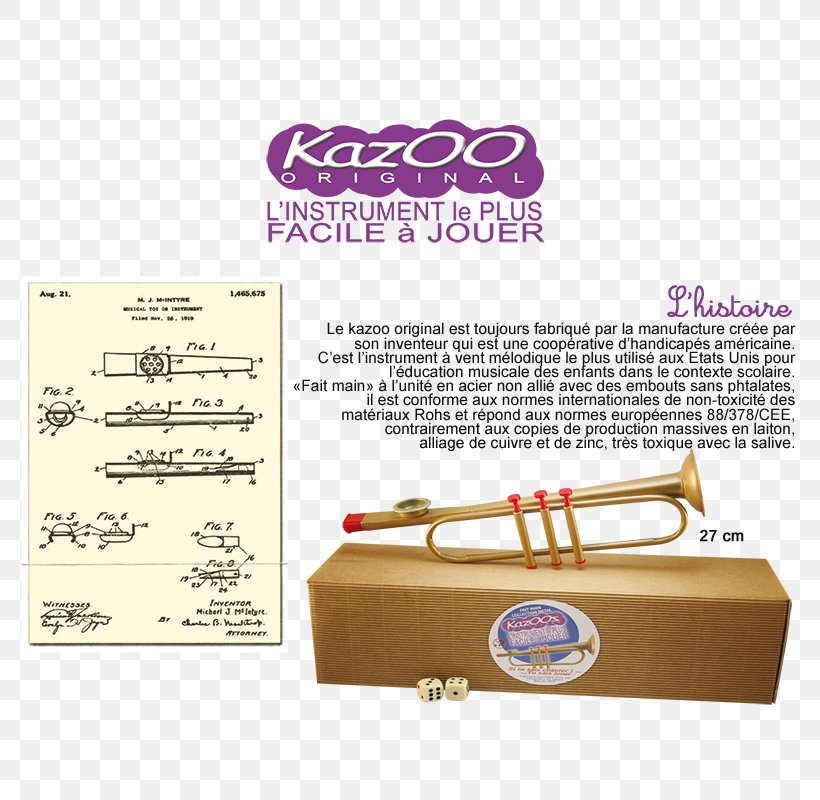 Kazoo Trombone Trumpet Invention Paper, PNG, 800x800px, Kazoo, Box, Brand, Carton, Child Download Free