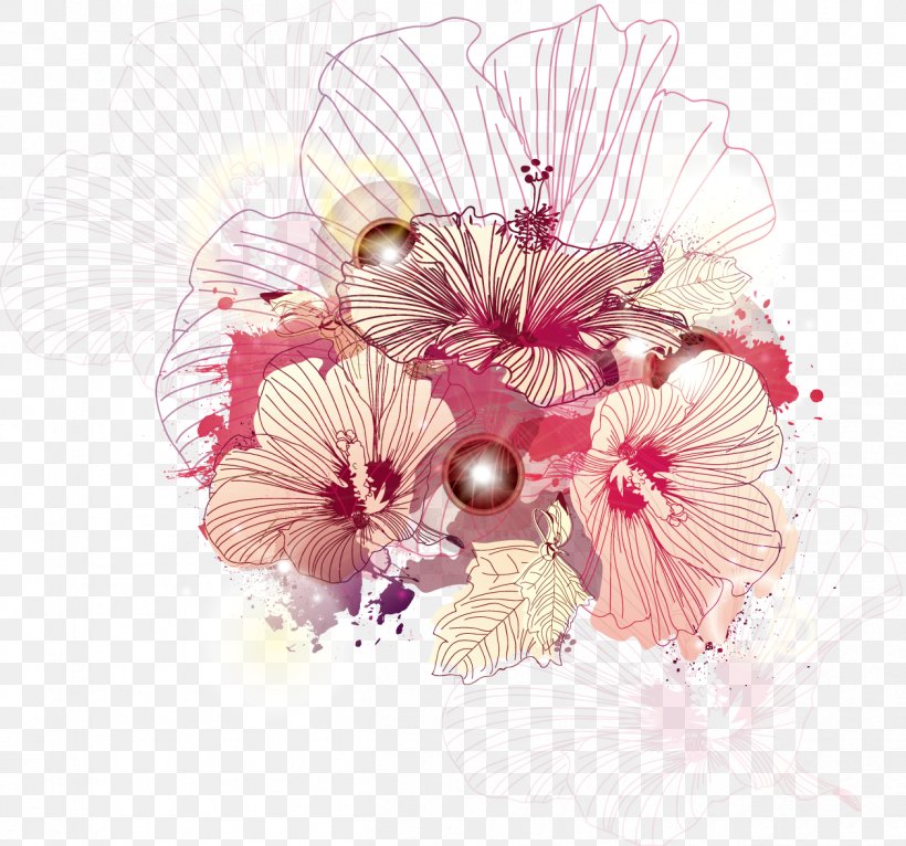 Flower Drawing Illustration, PNG, 1258x1176px, Flower, Art, Blossom, Cherry Blossom, Color Download Free