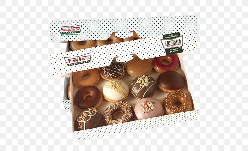 Donuts Krispy Kreme Baker's Dozen Coupon, PNG, 500x500px, Donuts, Bonbon, Box, Chocolate, Confectionery Download Free