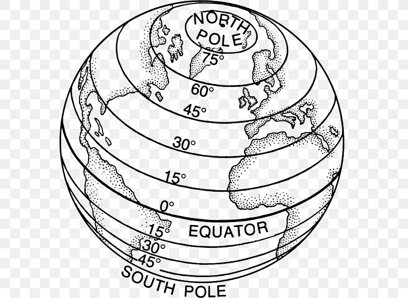 Globe Circle Of Latitude Geographic Coordinate System Equator, PNG, 582x600px, Globe, Area, Black And White, Circle Of Latitude, Coloring Book Download Free