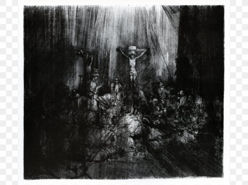 The Three Crosses Painting Printmaking Drypoint, PNG, 1043x782px, Three Crosses, Art, Artwork, Black And White, Drawing Download Free
