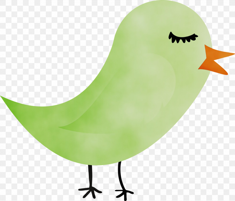 Bird Green Beak Plant Perching Bird, PNG, 3000x2566px, Cartoon Bird, Beak, Bird, Cute Bird, Green Download Free