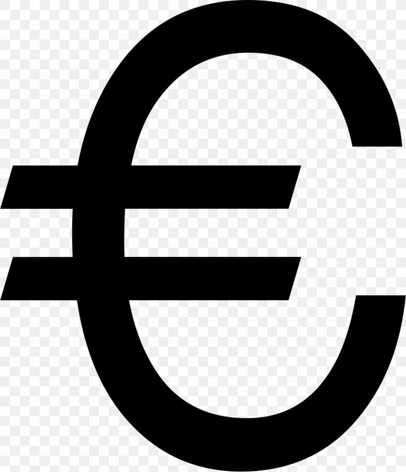 Euro Sign Currency Symbol Clip Art, PNG, 844x981px, Euro Sign, Area, Black And White, Brand, Currency Download Free