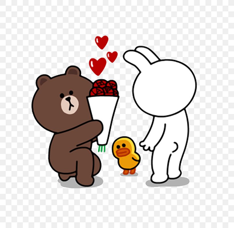 Line Friends Love Image LINE BROWN FARM, PNG, 800x800px, Watercolor, Cartoon, Flower, Frame, Heart Download Free