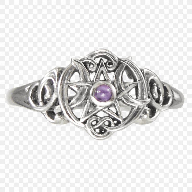 Pentacle Pentagram Wicca Sterling Silver Ring, PNG, 850x850px, Pentacle, Amethyst, Body Jewelry, Charms Pendants, Diamond Download Free