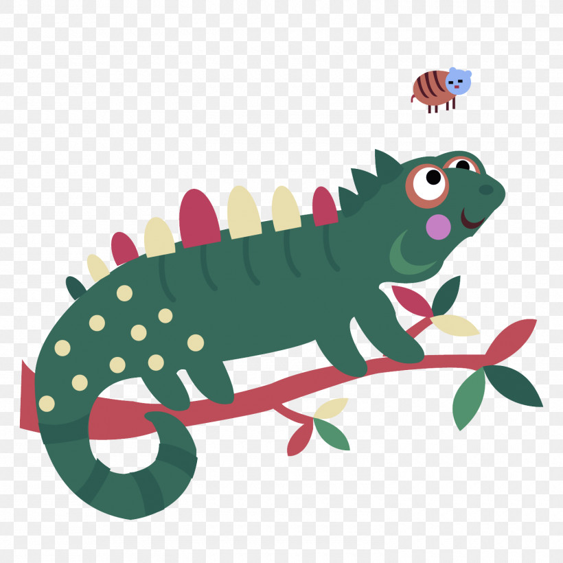 Green Cartoon Lizard Reptile Chameleon, PNG, 1500x1500px, Green, Cartoon, Chameleon, Iguania, Leaf Download Free