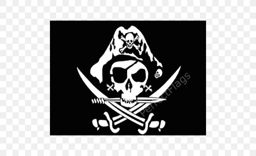 Jolly Roger Piracy Davy Jones Skull Flag, PNG, 500x500px, Jolly Roger, Black And White, Bone, Brand, Buried Treasure Download Free