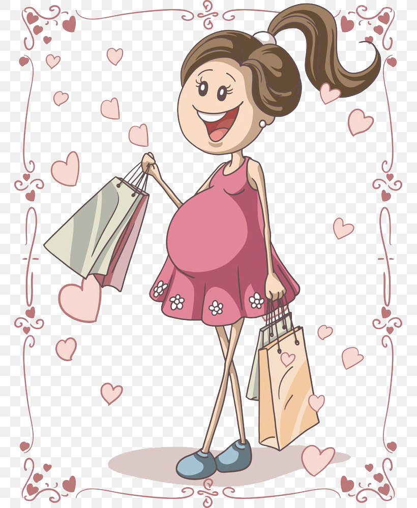 Pregnancy Cartoon Drawing Illustration, PNG, 763x1000px, Watercolor, Cartoon, Flower, Frame, Heart Download Free