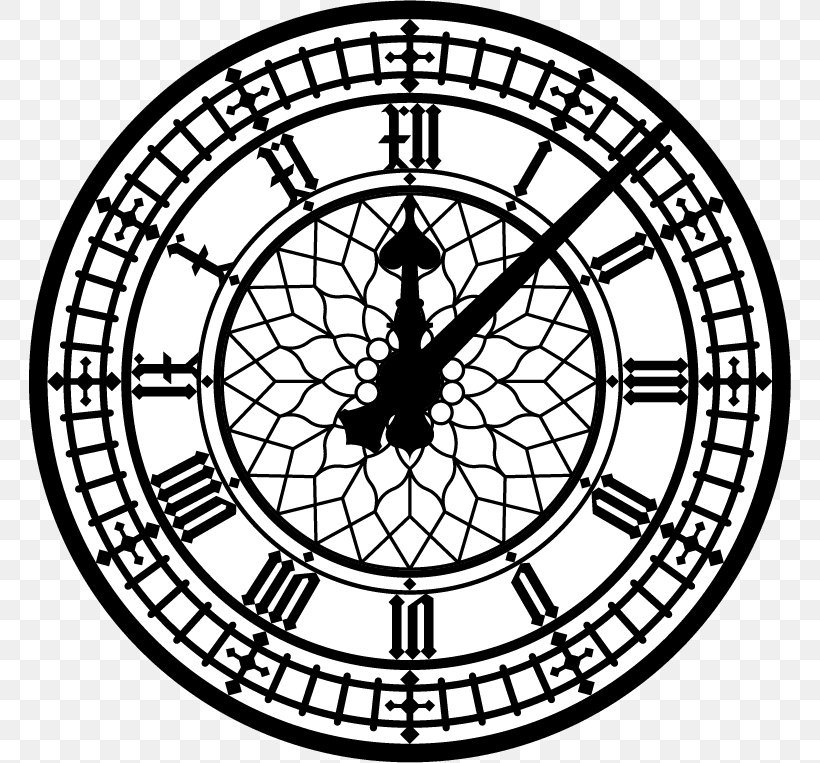 Big Ben Palace Of Westminster River Thames Clock Clip Art, PNG, 763x763px, Big Ben, Area, Bell, Bicycle Wheel, Black And White Download Free