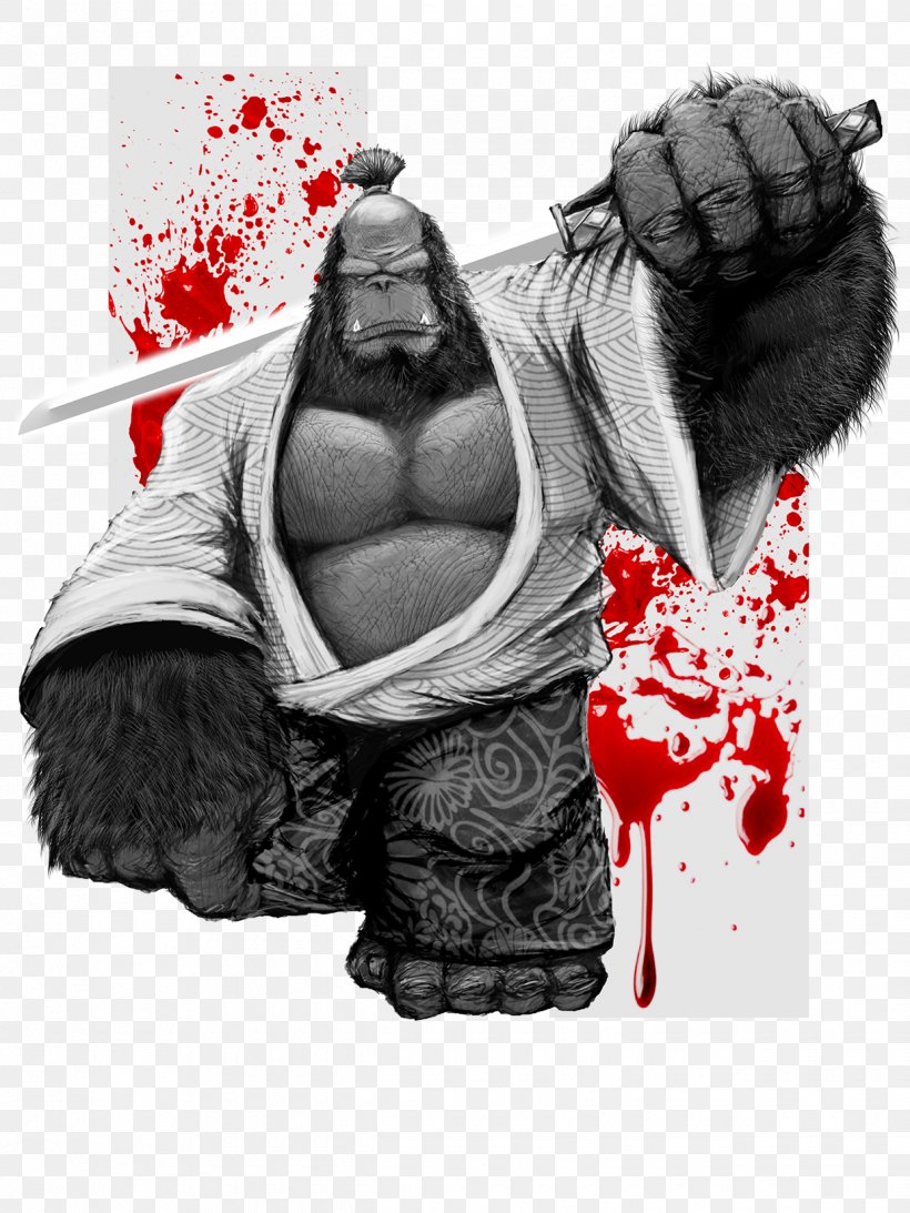 T-shirt Gorilla Samurai Street Art, PNG, 1240x1653px, Tshirt, Afro Samurai, Art, Black And White, Deviantart Download Free