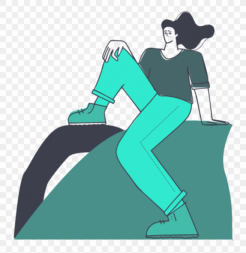 Sitting On Rock, PNG, 2429x2500px, Cartoon, Angle, Behavior, Character, Green Download Free