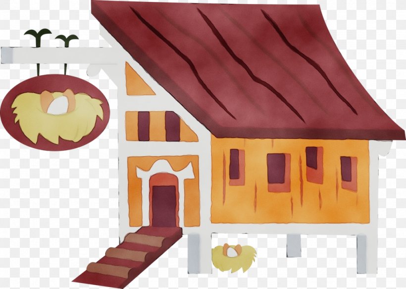 Watercolor Drawing, PNG, 1024x729px, Watercolor, Building, Cartoon, Chicken, Chicken Coop Download Free