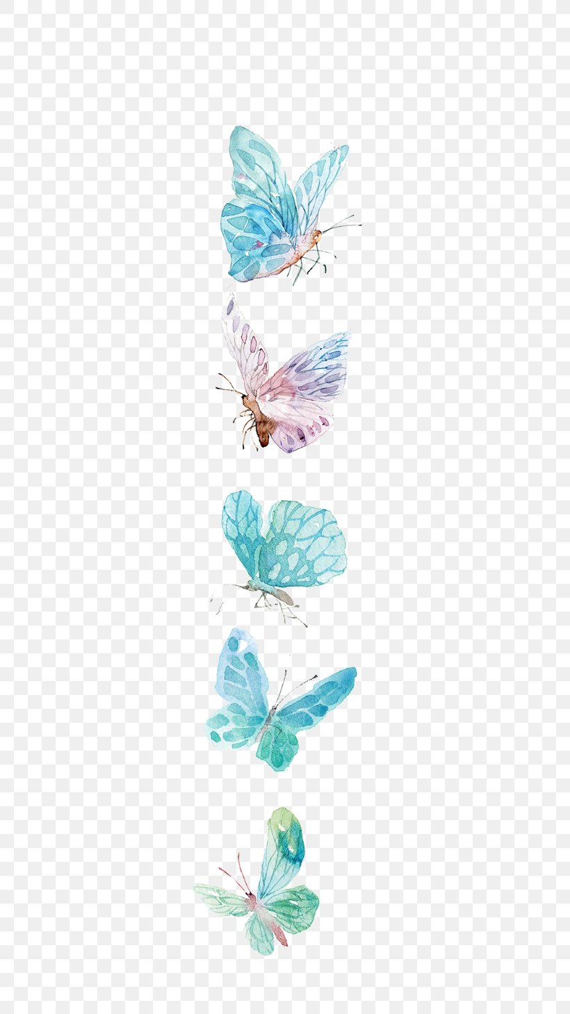 Butterfly Watercolor Painting Clip Art, PNG, 480x1459px, Butterfly, Aqua, Blue, Color, Drawing Download Free