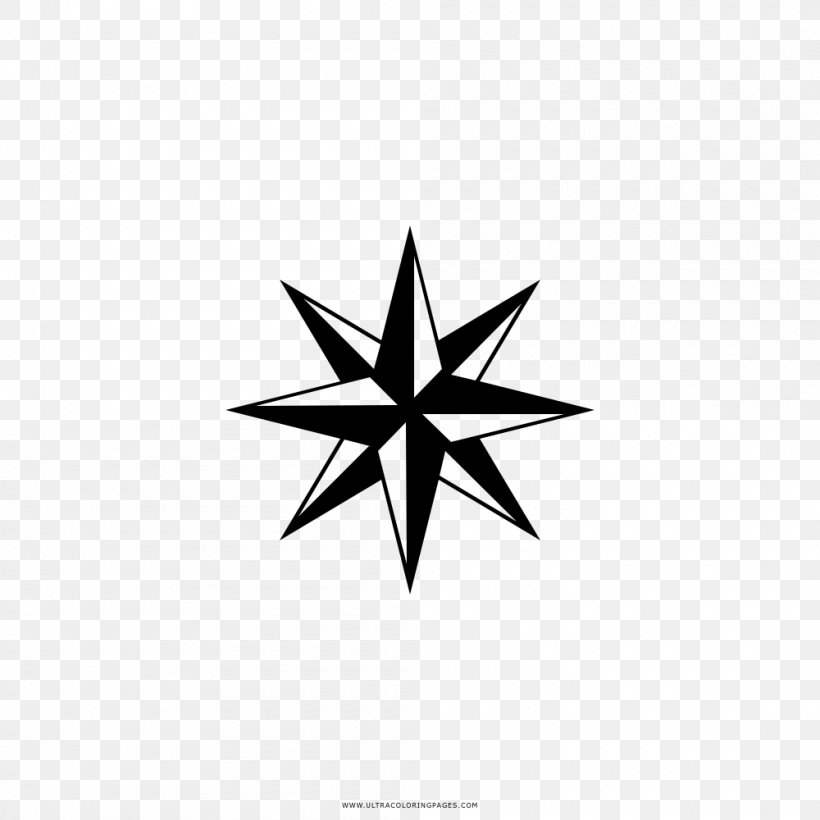 Compass Rose Wind Drawing, PNG, 1000x1000px, Compass Rose, Bearing, Black And White, Compass, Decal Download Free