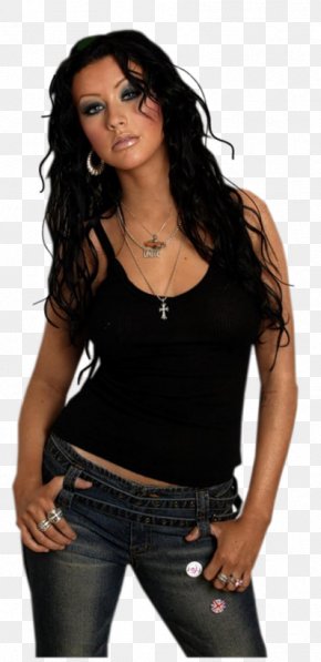 Model - Christina Aguilera Black Hair Model Stripped Image PNG