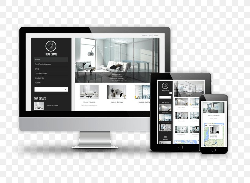 Responsive Web Design Real Estate Web Template System Website, PNG, 800x600px, Responsive Web Design, Brand, Business, Commercial Property, Communication Download Free