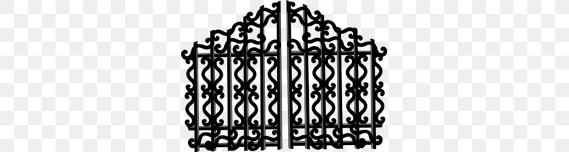 Gate Fence Clip Art, PNG, 297x219px, Gate, Black And White, Door, Fence, Iron Download Free