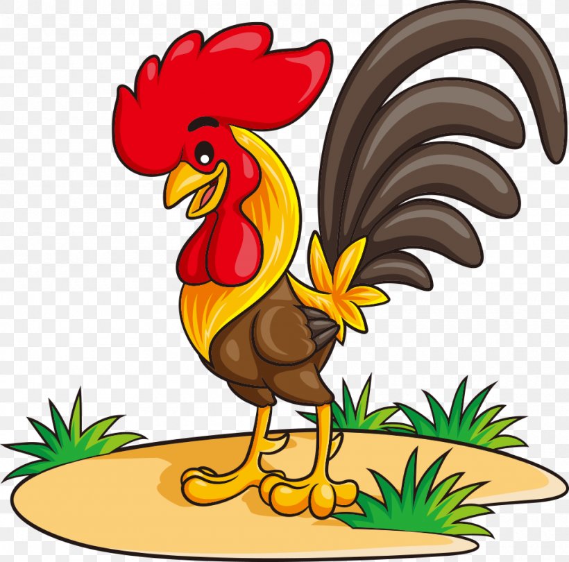 Chicken Rooster Cartoon Illustration, PNG, 1000x988px, Chicken, Art, Beak, Bird, Cartoon Download Free