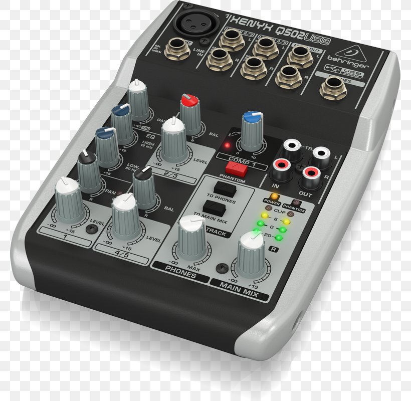 Microphone Audio Mixers Behringer Xenyx Q502USB, PNG, 779x800px, Microphone, Audio, Audio Equipment, Audio Mixers, Behringer Download Free