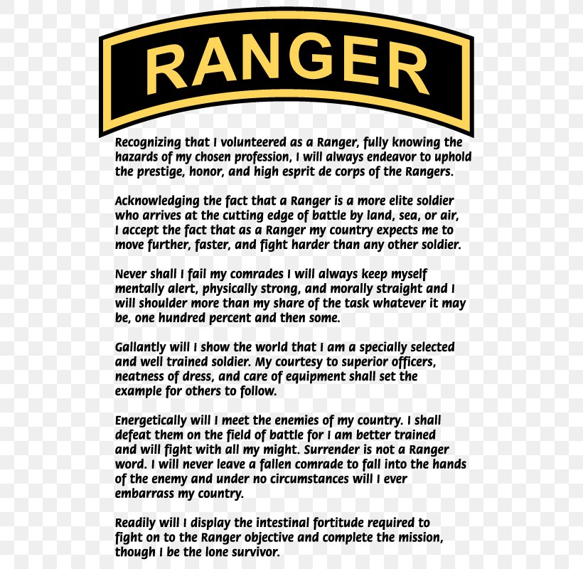 Ranger School Ranger Creed United States Army Rangers 75th Ranger Regiment, PNG, 800x800px, 75th Ranger Regiment, Ranger School, Area, Army, Best Ranger Competition Download Free
