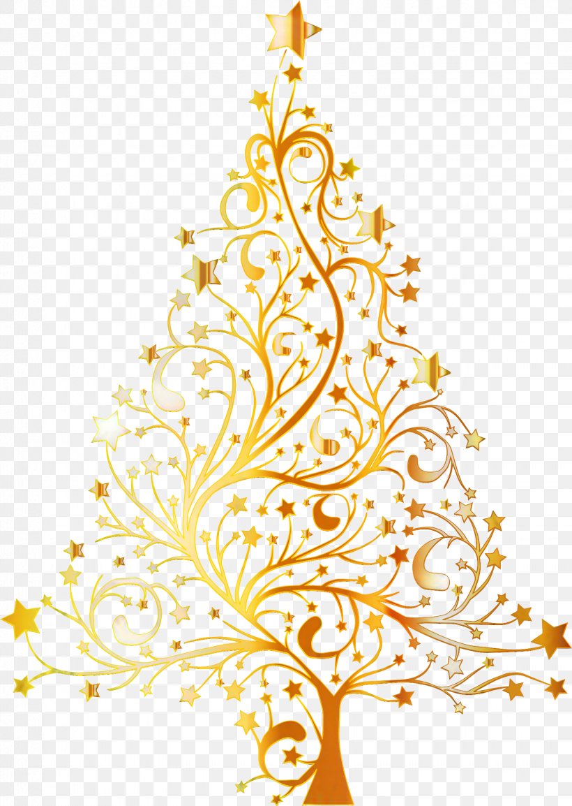 Christmas Tree Gold, PNG, 1645x2317px, Christmas Day, Branch, Cartoon, Christmas Decoration, Christmas Ornament Download Free