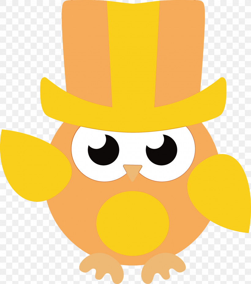Birds Cartoon Yellow Character Hat, PNG, 2645x3000px, Cartoon Owl, Beak, Biology, Birds, Cartoon Download Free