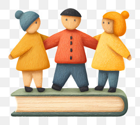 Teamwork Icon - Wooden Figures On A Book PNG