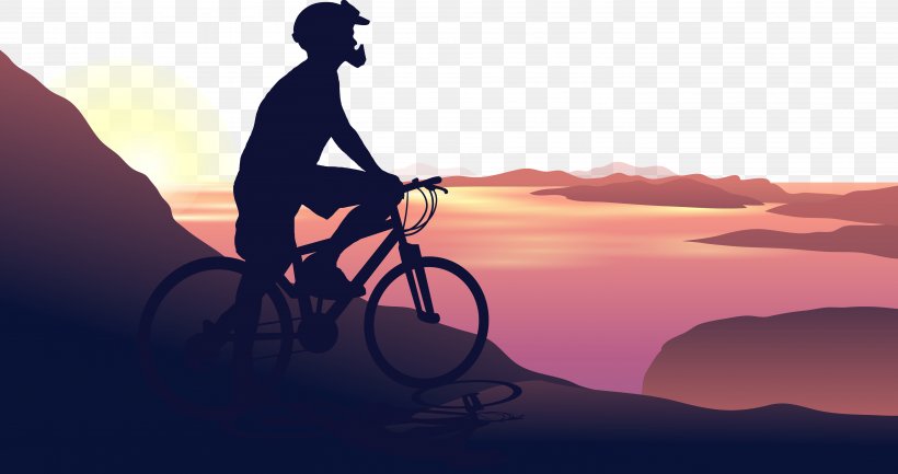 Cycling Silhouette Euclidean Vector Nature, PNG, 5833x3082px, Cycling, Afterglow, Bicycle, Bicycle Touring, Bike Path Download Free