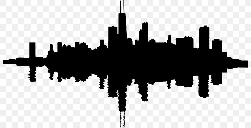 Chicago Skyline Vector Graphics Clip Art, PNG, 800x419px, Chicago, Black And White, Chicago Skyline, Decal, Drawing Download Free