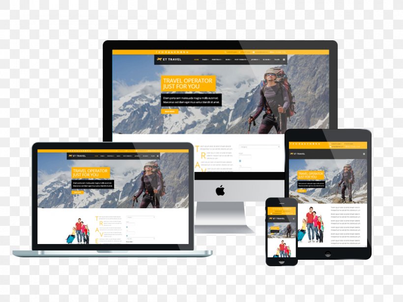 Responsive Web Design Web Template System Joomla Travel, PNG, 1000x750px, Responsive Web Design, Brand, Communication, Computer Monitor, Display Advertising Download Free