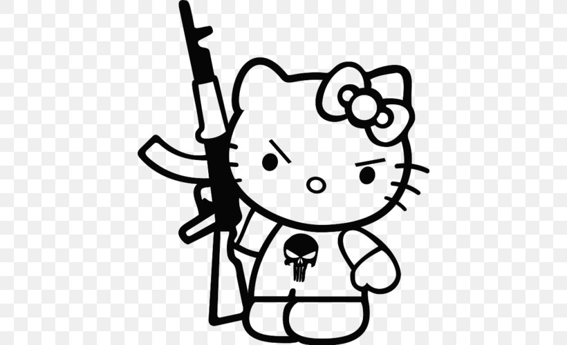 Hello Kitty AK-47 Sticker Decal Firearm, PNG, 500x500px, Watercolor, Cartoon, Flower, Frame, Heart Download Free