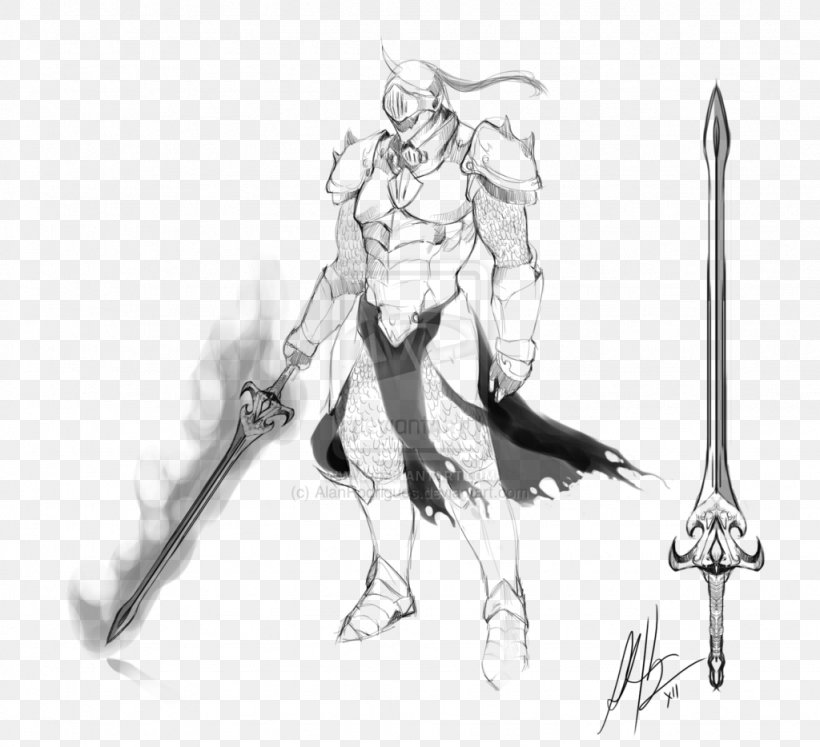 Sword Drawing Legendary Creature Line Art Sketch, PNG, 1024x934px, Watercolor, Cartoon, Flower, Frame, Heart Download Free