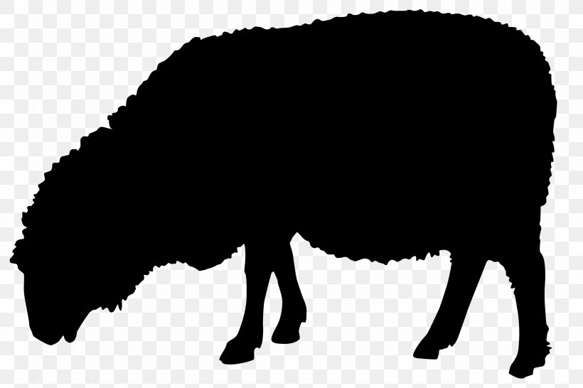Sheep Silhouette Clip Art, PNG, 3172x2115px, Sheep, Bison, Black, Black And White, Cattle Like Mammal Download Free