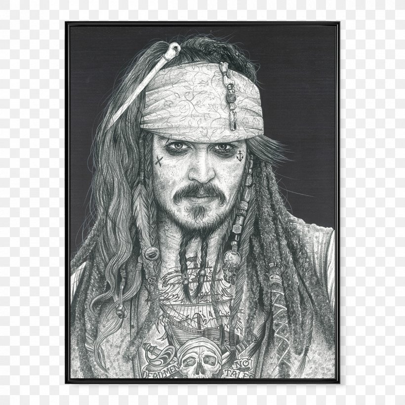 Johnny Depp Jack Sparrow Pirates Of The Caribbean: Dead Men Tell No Tales Pirates Of The Caribbean: At World's End, PNG, 1200x1200px, Johnny Depp, Actor, Art, Black And White, Canvas Print Download Free