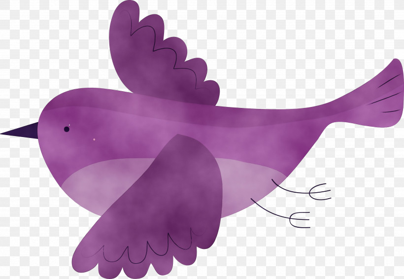 Petal Purple, PNG, 3490x2411px, Cartoon Bird, Cute Bird, Paint, Petal, Purple Download Free
