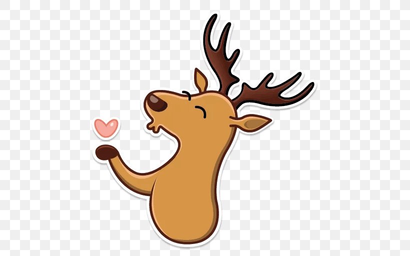 Reindeer Moose Telegram Sticker Clip Art, PNG, 512x512px, Watercolor, Cartoon, Flower, Frame, Heart Download Free