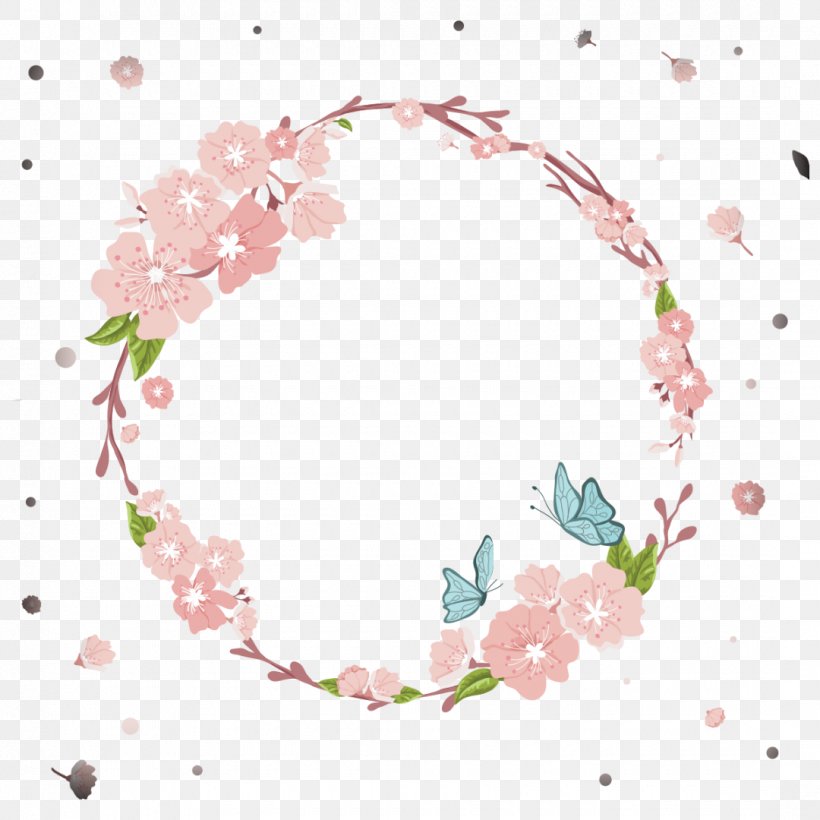 Cherry Blossom Flower, PNG, 1080x1080px, Cherry Blossom, Art, Blossom, Blue, Border Download Free