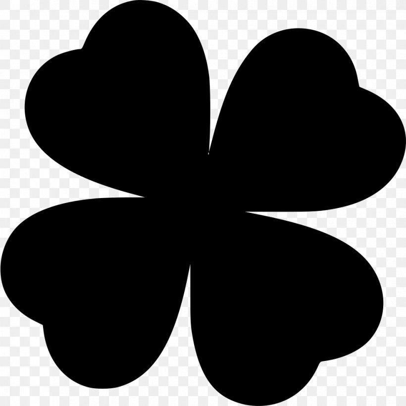 Four-leaf Clover White Clip Art, PNG, 981x982px, Fourleaf Clover, Black And White, Clover, Flower, Leaf Download Free