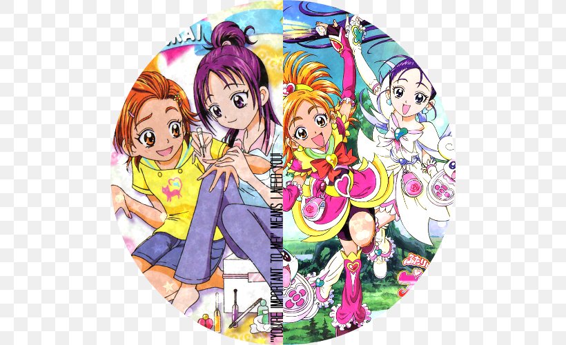Mai Misho Pretty Cure Kaoru Kiryuu Michiru Kiryuu Saki Hyuuga, PNG, 500x500px, Watercolor, Cartoon, Flower, Frame, Heart Download Free