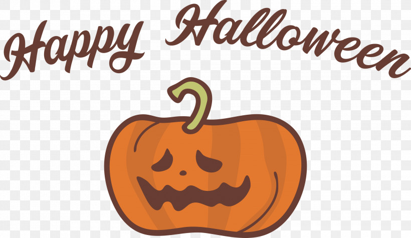 Happy Halloween, PNG, 3000x1740px, Happy Halloween, Calabaza, Cartoon, Fruit, Logo Download Free