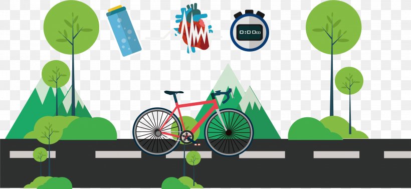 Illustration, PNG, 3047x1402px, Bicycle, Artworks, Bicycle Touring, Brand, Cycling Download Free