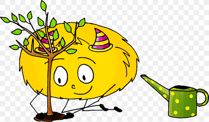 Yellow Cartoon Line Plant Happy, PNG, 1000x588px, Yellow, Cartoon, Happy, Line, Plant Download Free